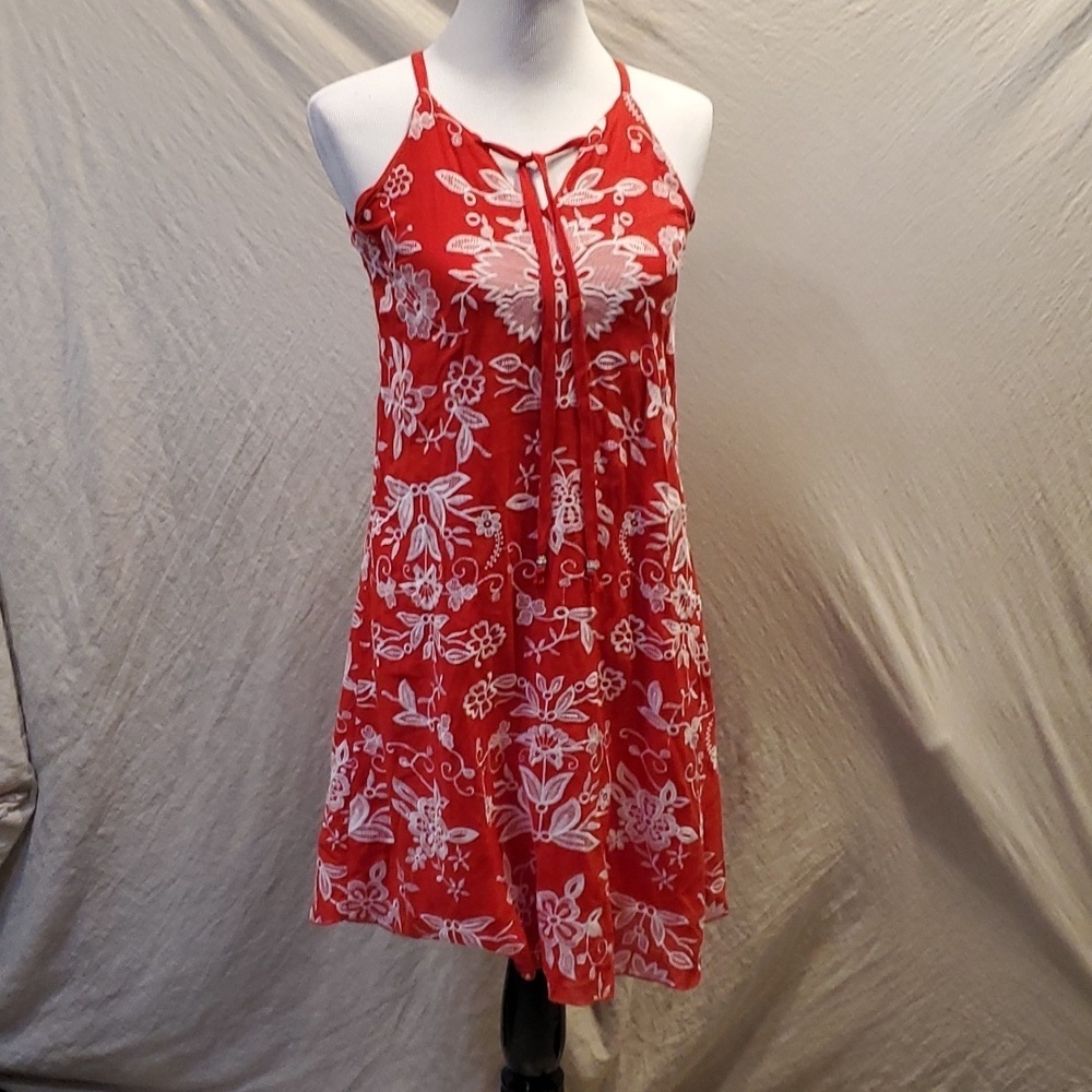 Westport Embroidered Red Midi Dress SZ XS
